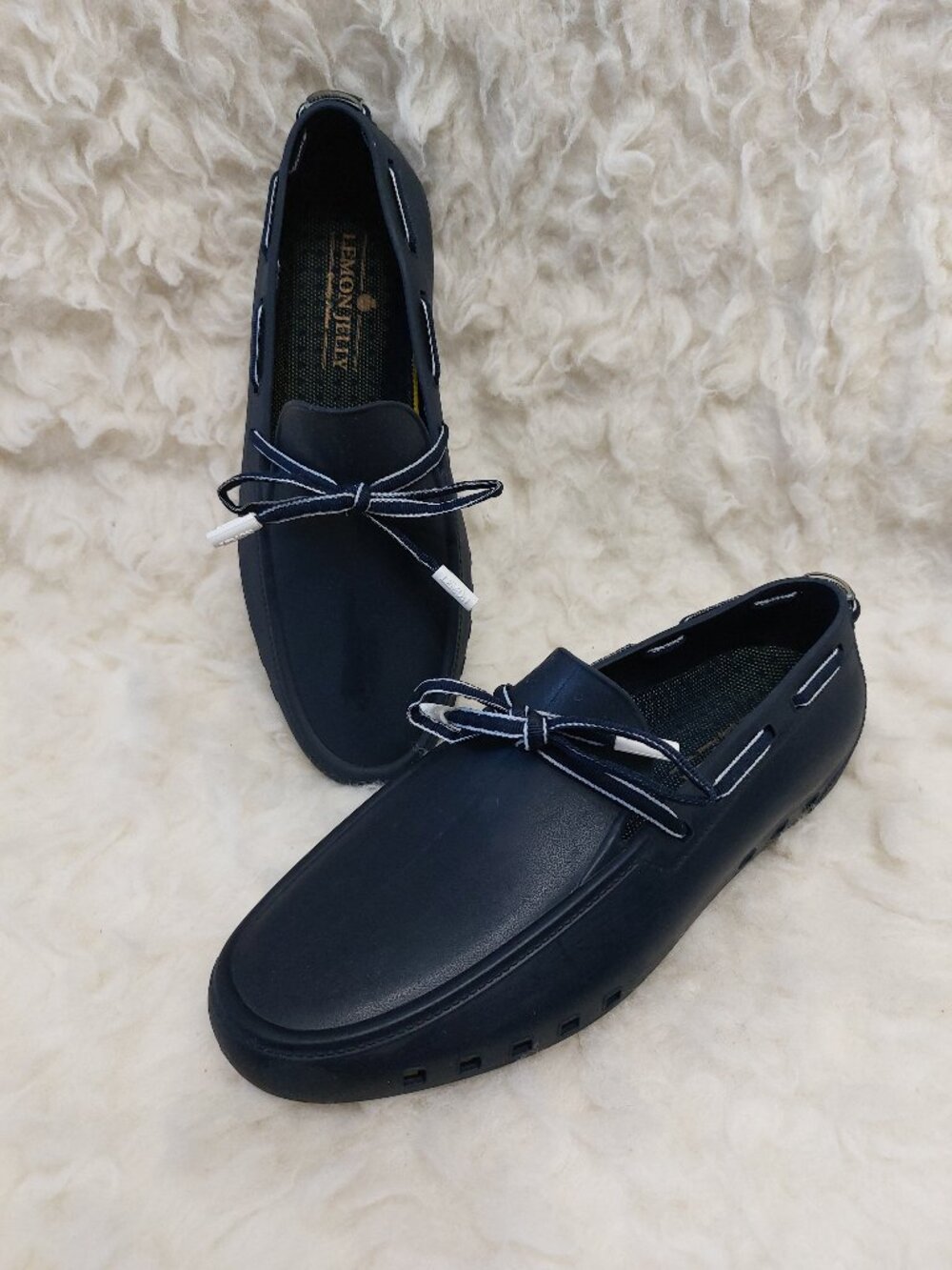 Lemon Jelly Women's Navy Blue Slip-on Boat Shoes Side Ventilation Slots EU40/US9